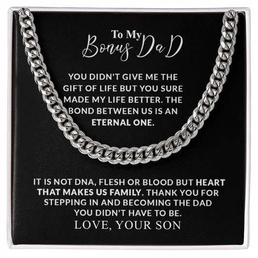 To My Bonus Dad | Thank You - Cuban Link Chain